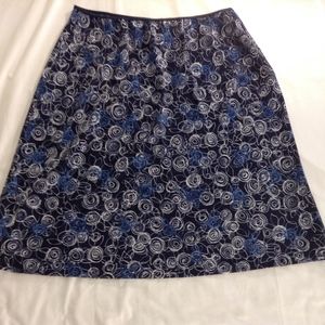 Vintage Studio Navy Blue Print Skirt Elastic  SzXL